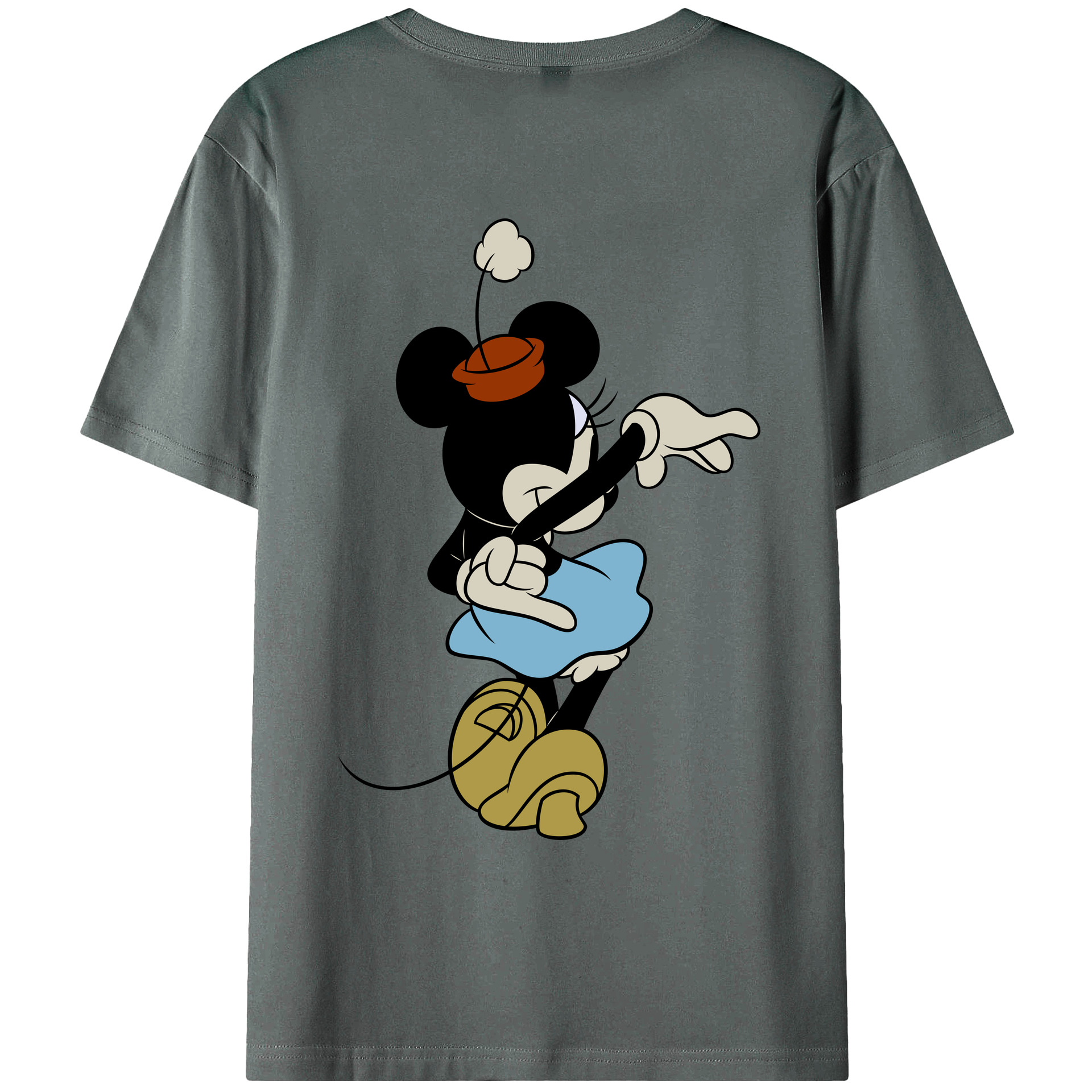 ミッキーマウス Mickey Mouse 綿100％ メンズ半袖Tシャツ（バックプリント） 通気性